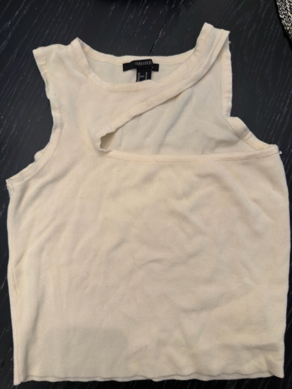 Forever 21 Cream Asymmetric Cutout Tank Top
